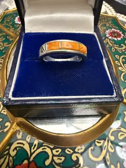 Vintage Waldeck Johnson WD Navajo Native Spiny Oyster Sterling Silver Ring - Size 6