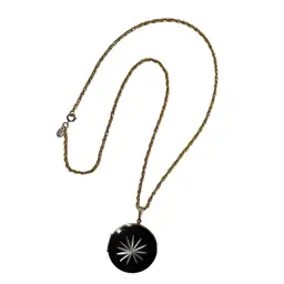 24” Vintage PARK LANE Starburst Locket Necklace | Gold Tone Black