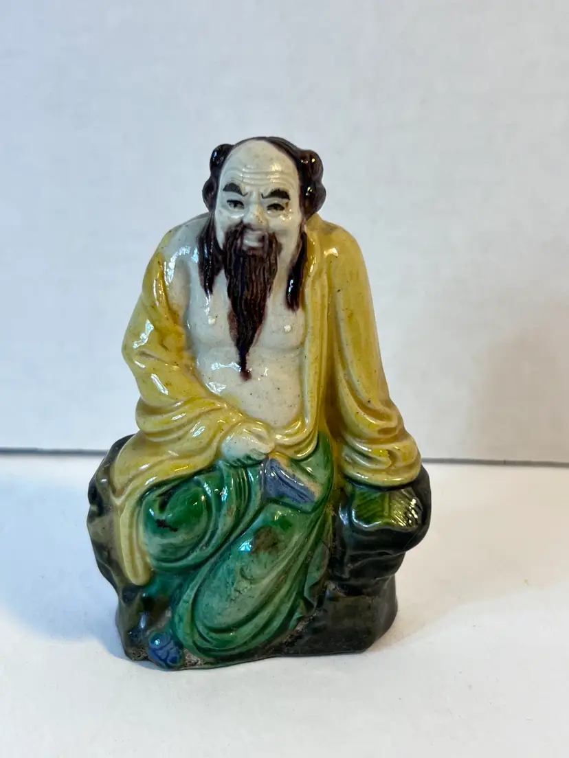 Vintage Chinese Sancai Glazed Mudman/mudmen Hand Painted Stamped China