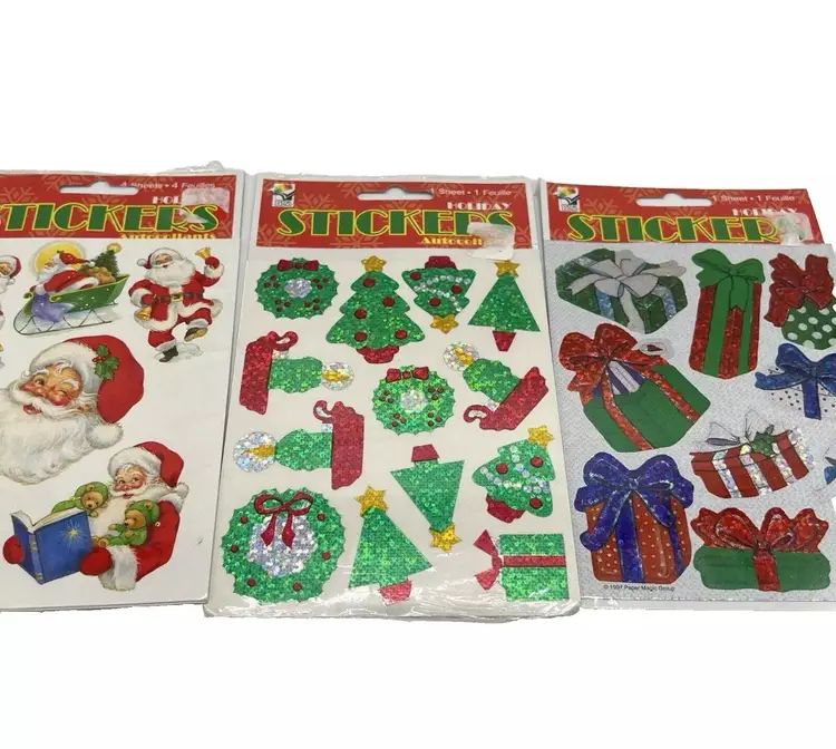 Paper Magic Group Christmas Stickers 3 Package Presents Tree Santa Vintage Shiny