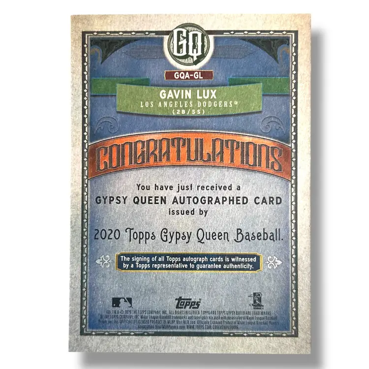 Gavin Lux RC Auto 2020 Topps Gypsy Queen Gypsy Queen Autograph #GQA-GL (AU, RC)