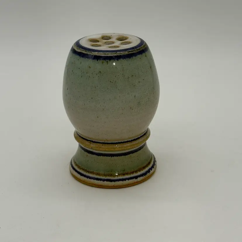 Vtg. (Signed) Hand-Thrown Studio Glazed Art Pottery Flower Frog Or Potpourri Jar