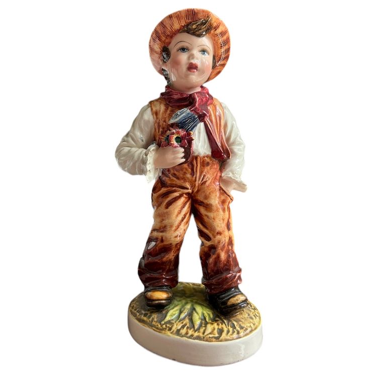 Carlo Mollica Capodimonte Boy Holding Flowers Porcelain Figurine Signed