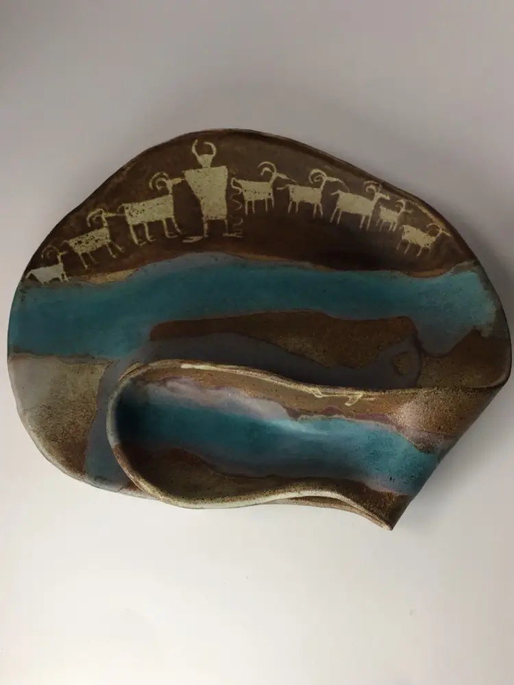Judy Mohr Pottery Chip And Dip Platter American Southwest Native Pottery, VGUC