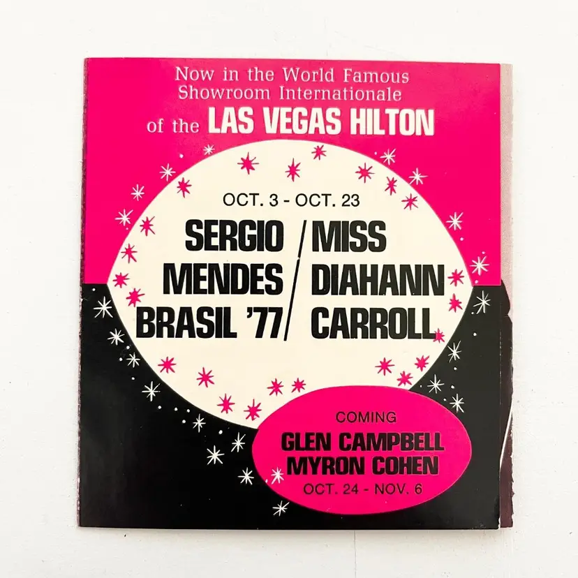Las Vegas Hilton Souvenir Postcard Sergio Mendes Diahann Carroll Vintage 1970s