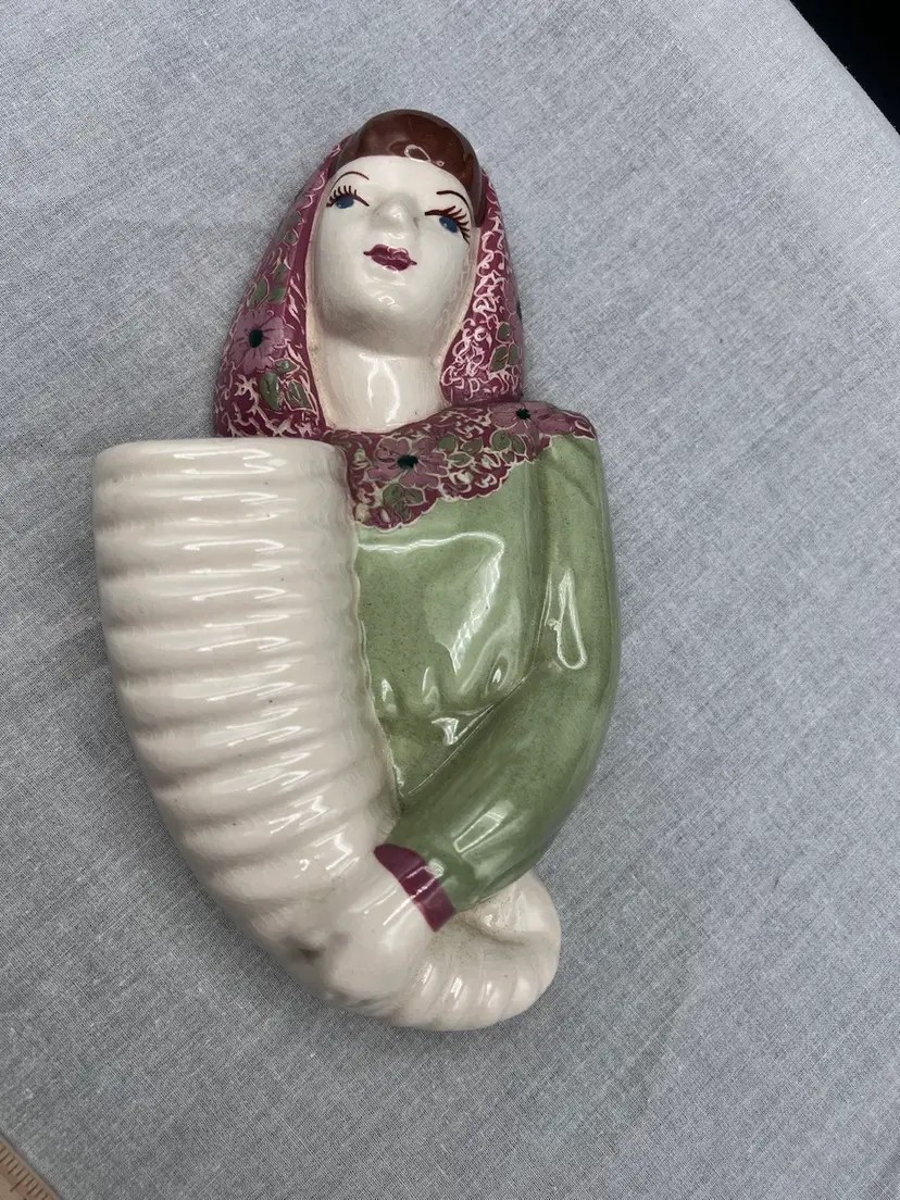 Vintage California Pottery, Weil Ware Wall Pocket Lady Vase