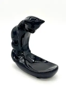 Cat - Vintage Haeger Pottery Black Cat Sculpture Fish Bowl Plant Holder 8”H