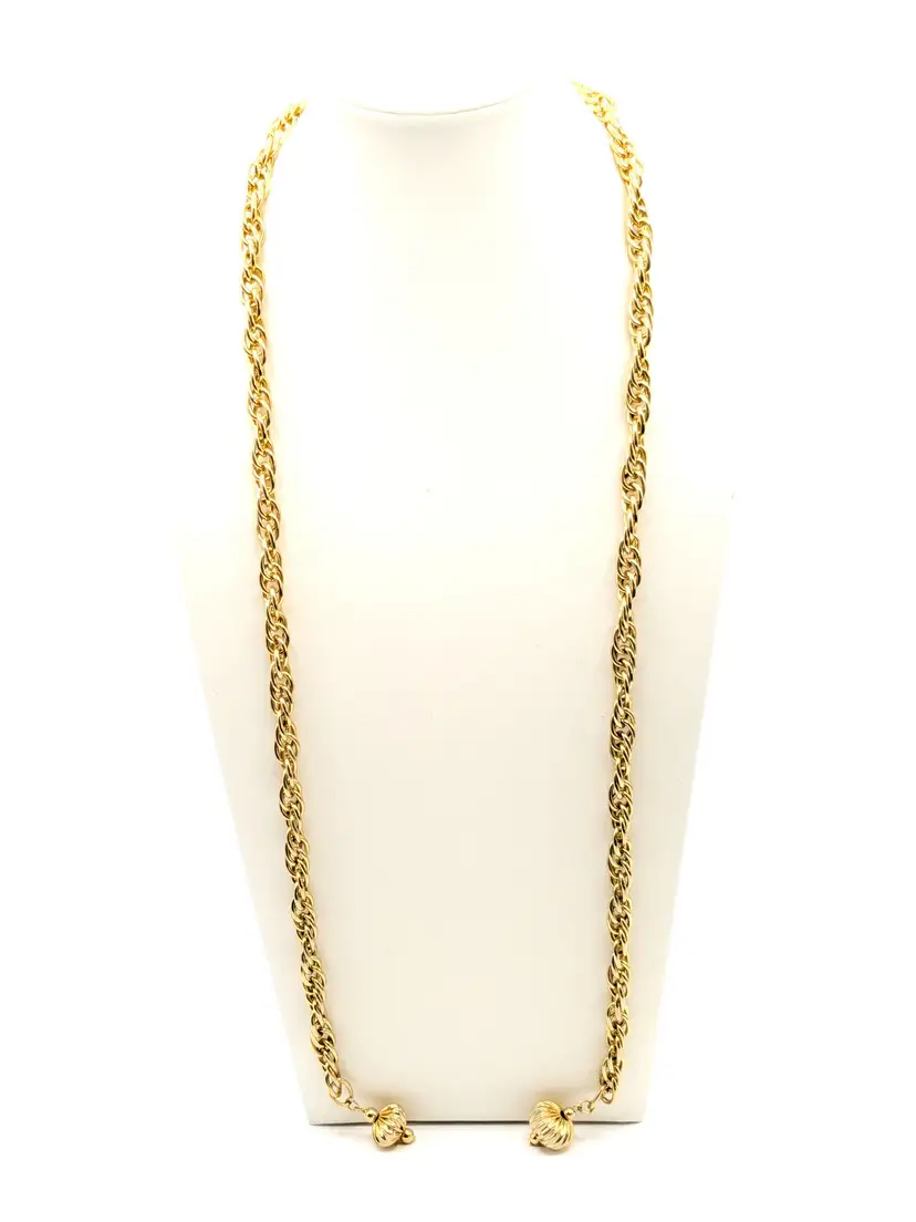 Vintage Gold Tone Rope Chain Necklace