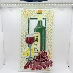 Vintage Peggy Karr Rectangular Wine Tray Fused Glass Charcuterie Platter 13.5"