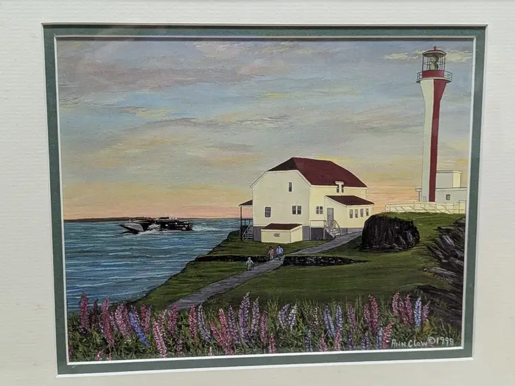 Seascape Lighthouse Acrylic Painting Reproduction 1999 Ann Clow Signed Yarmouth Lighthouse 14"x 17" Coastal Decor Nova Scotia Canada
