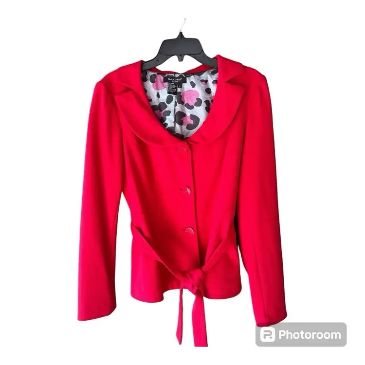 SANDRO Red Sportswear Peter Pan Collar Jacket Blazer Size Medium