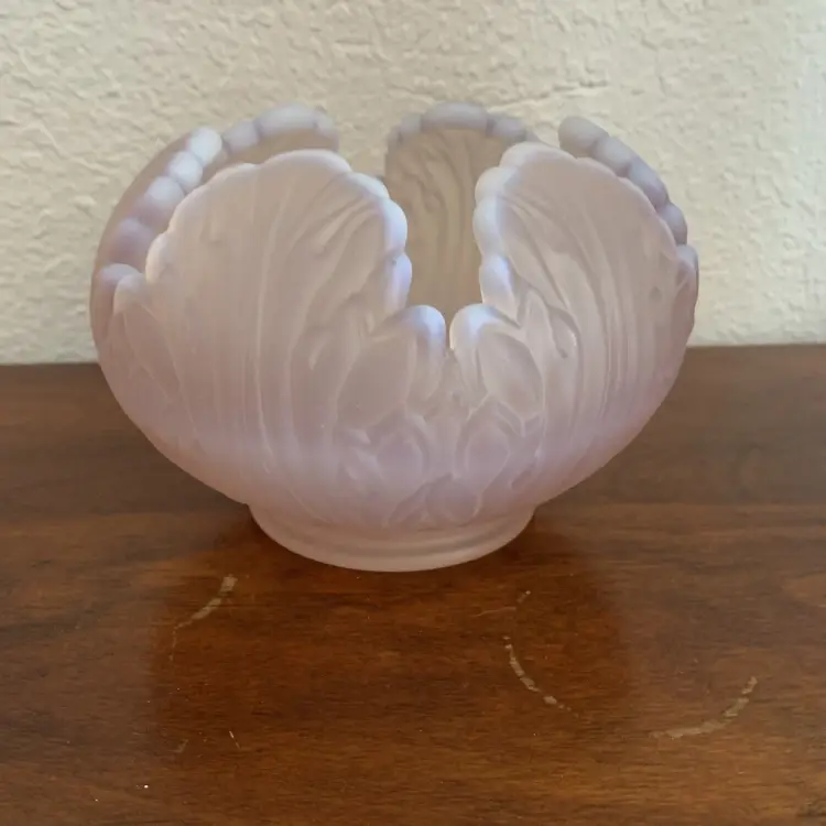 Fenton Empress Lotus Pink Glass Rose Bowl Vase Votive Tea Light Holder 4 1/2"