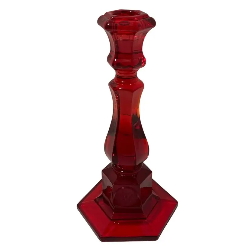 Fostoria Coin Glass Ruby Red Single Candlestick