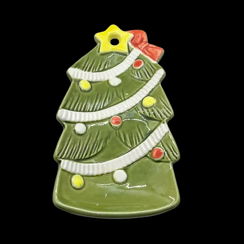 Vintage Christmas Tree Spoon Rest Or Wall Hanging Made In Japan Ceramic 6.75”