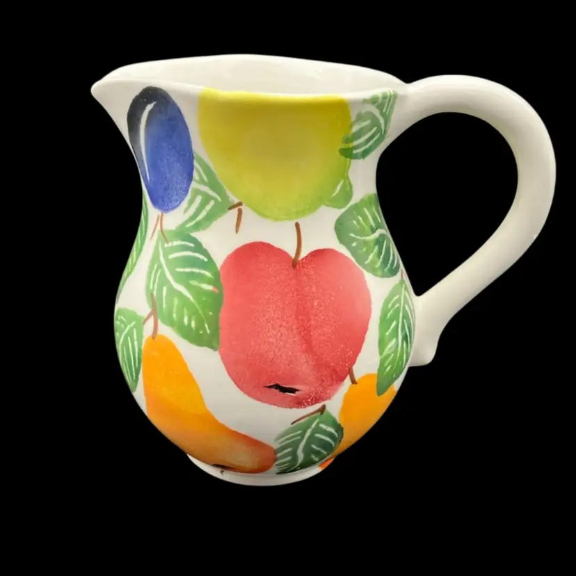 BIN - Ancora Colorful Ceramic Fruit Water Pitcher Vase Italy 8”