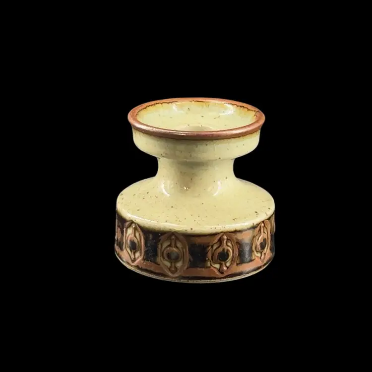 Vintage Pottery Candle Holder Stoneware MCM Danish By Knabstrup Keramik 1960s -1970s