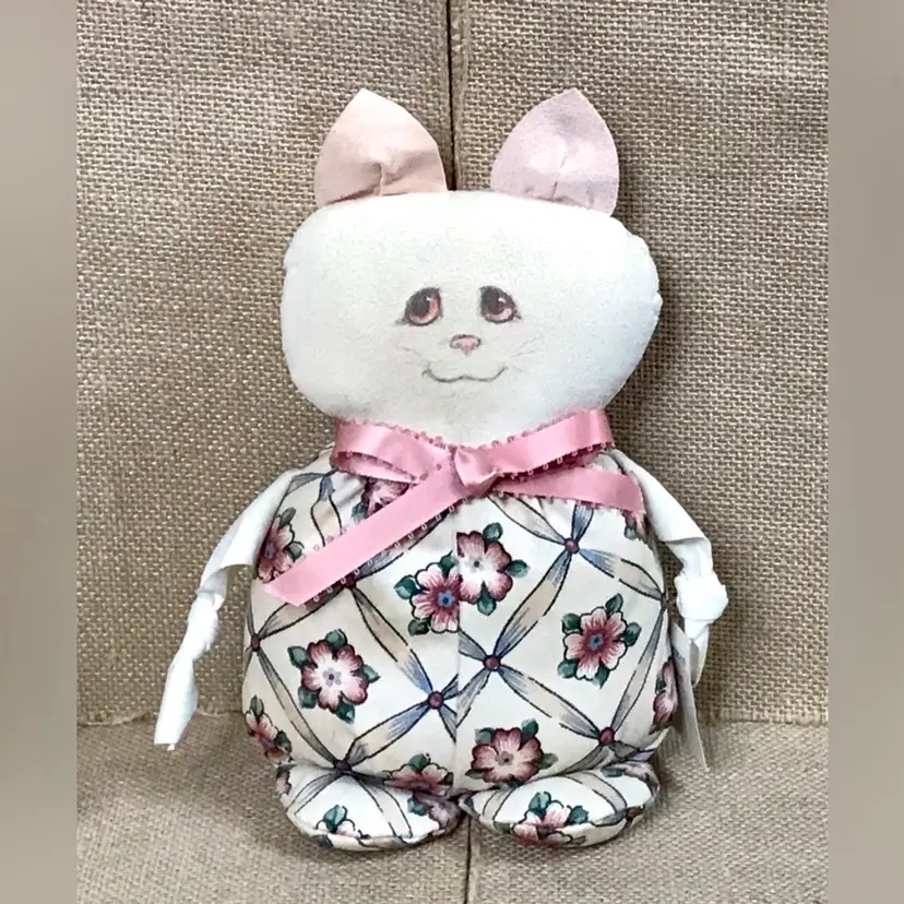 Vintage Christine Victoria Designs Cat Plush Stuffed Animal Grandma Cottage Core