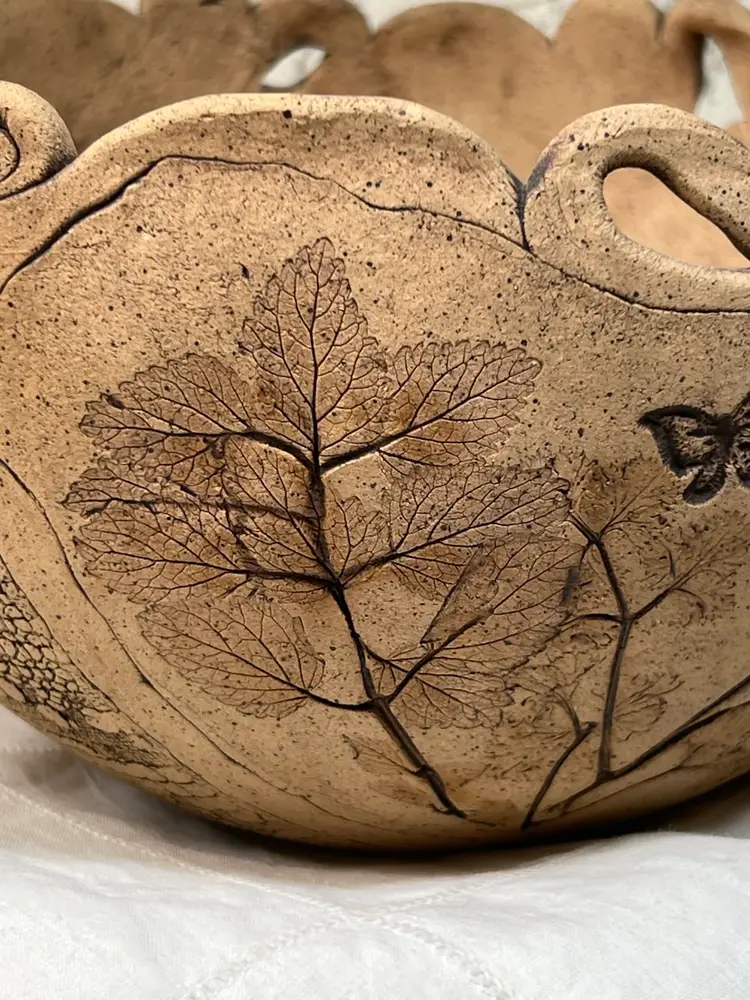 007 Art Studio Pottery 1995 Textured Fana Earth And Bowl 8" X 5"signed By Artist