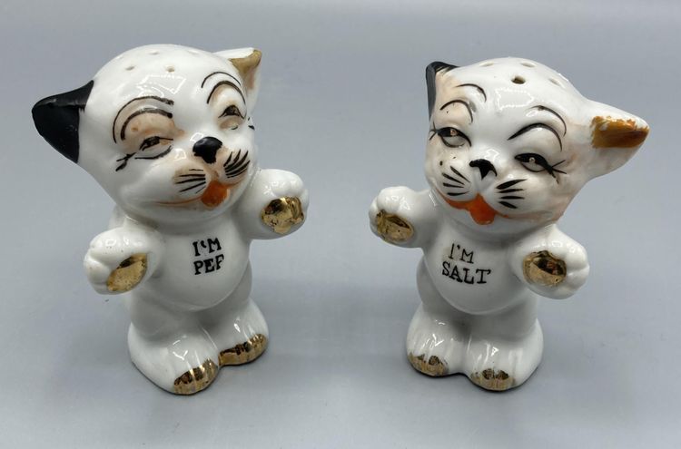 Bonzo Dog Salt and Pepper Shakers I'm Pep I'm Salt Japan - Vintage