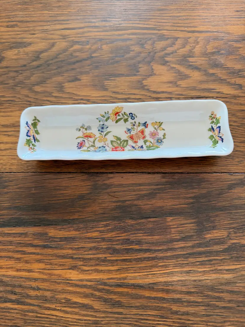 Aynsley Cottage Garden Bone China Tray – 8.5” Pen Tray / Vanity Tray – England