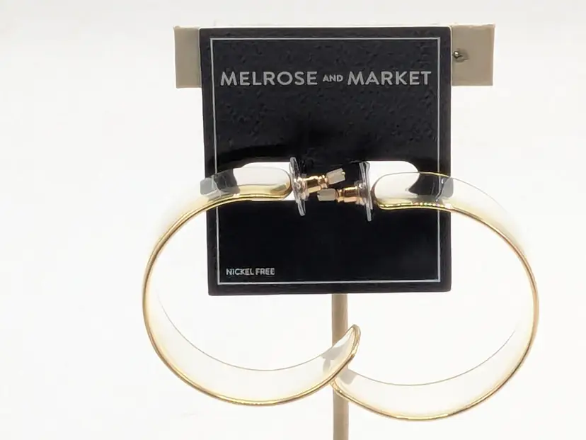 Melrose and Market Gold Tone Clear Acrylic Hoop Pierced Earrings NWT