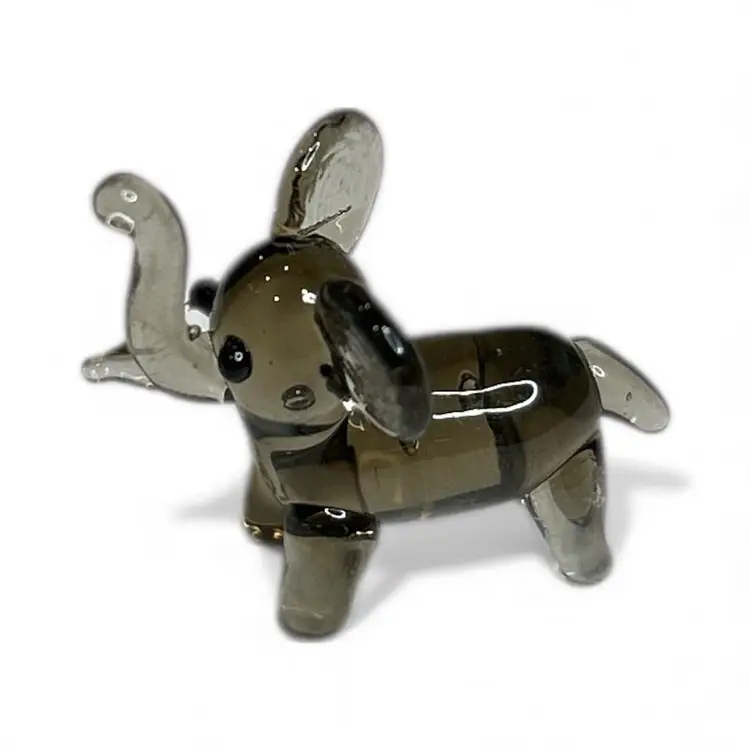 Mini Handblown Trunks Up Elephant Art Glass Figurine And Christmas Stocking