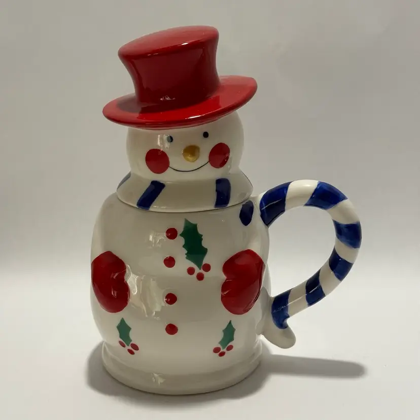 Temptations by Tara Snowman Mug w/ Lid 12 Oz Cup & Lid
