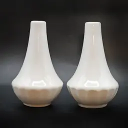 White Ceramic Salt and Pepper Shakers MA&DE or J G Meakin England MCM