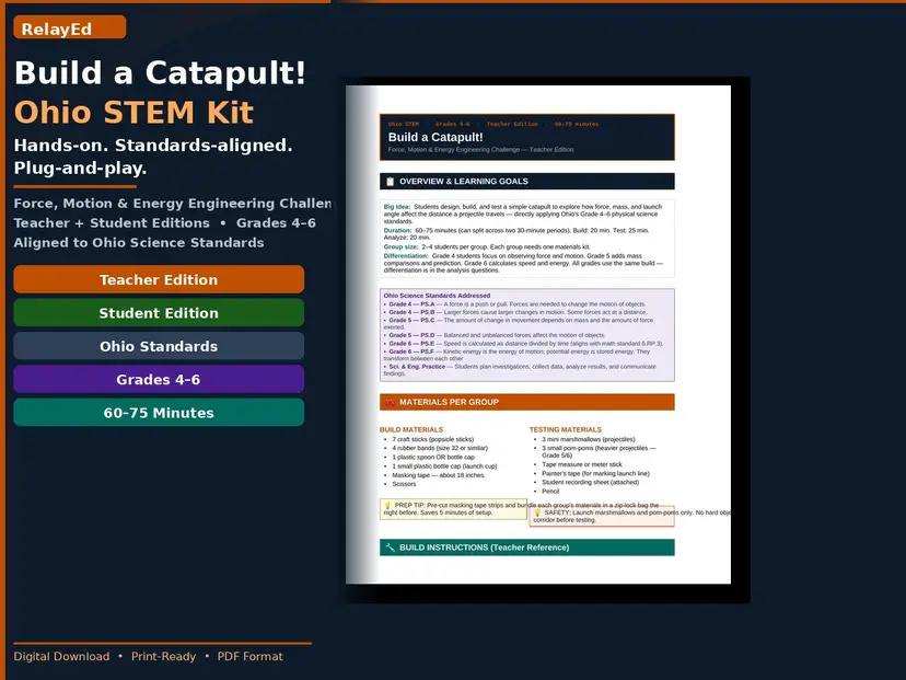 Build a Catapult! STEM Challenge - Teacher and Student Editions Grades 4-6