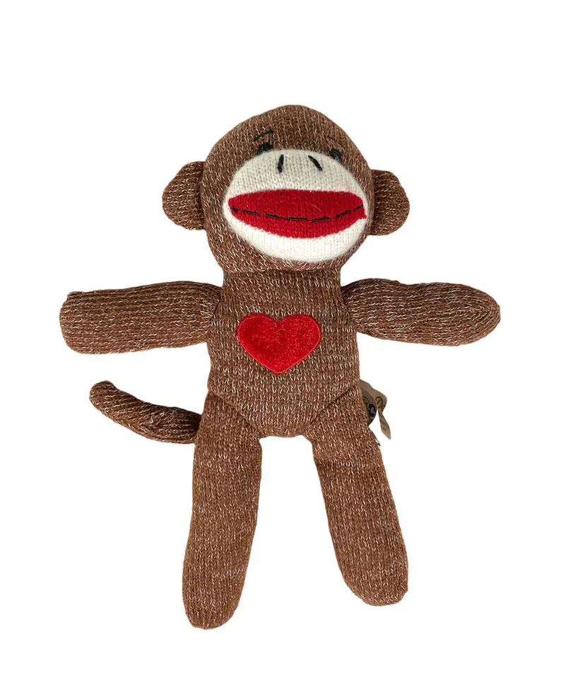 Sock Monkey Dan Dee Stuffed Animal w/ Red Embroidery Heart 9in