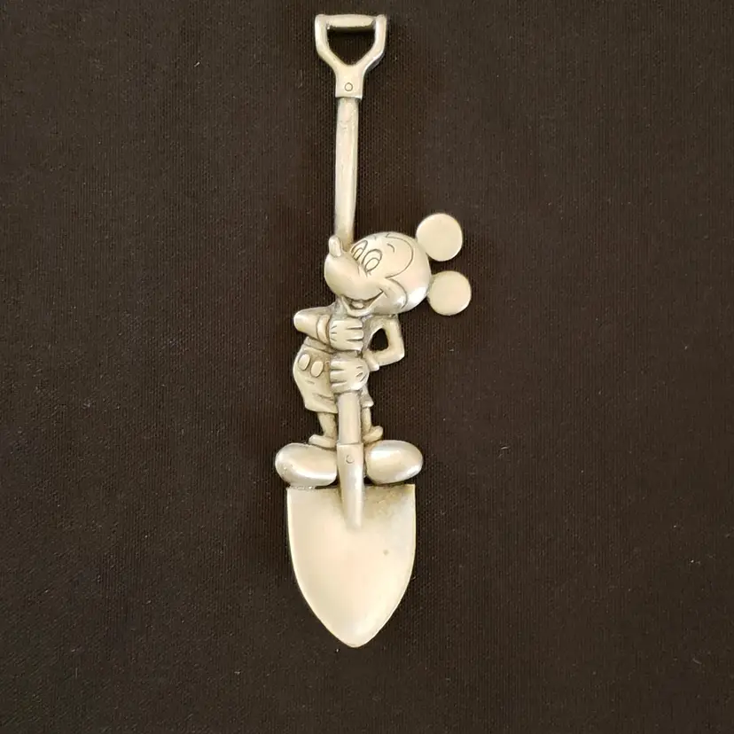 Mickey Mouse Shovel Souvenir Spoon Walt Disney Metal 4⅛" Long with Condition Issues