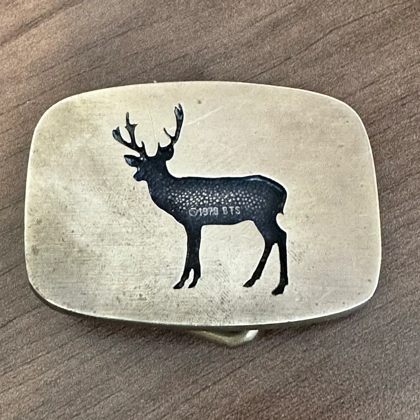 BTS 1979/1978 Deer Solid Brass Belt Buckle Made In USA