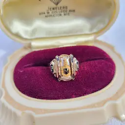 Vtg 1962 10k Yellow Gold Jostens Black Enamel Lincoln HS Class Ring Sz 5 - 5.2g