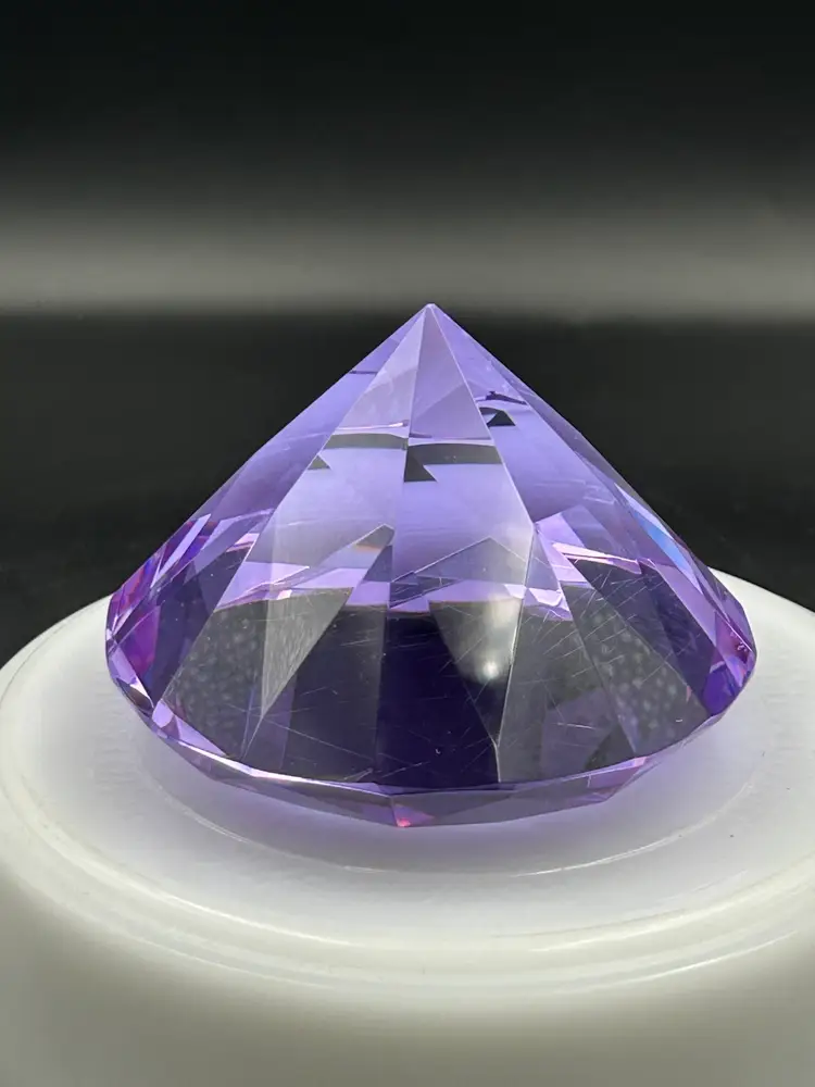 Rosenthal Large Purple, Diamond Shaped Paper Wheat 24% Lead Crystal Cut Faceted