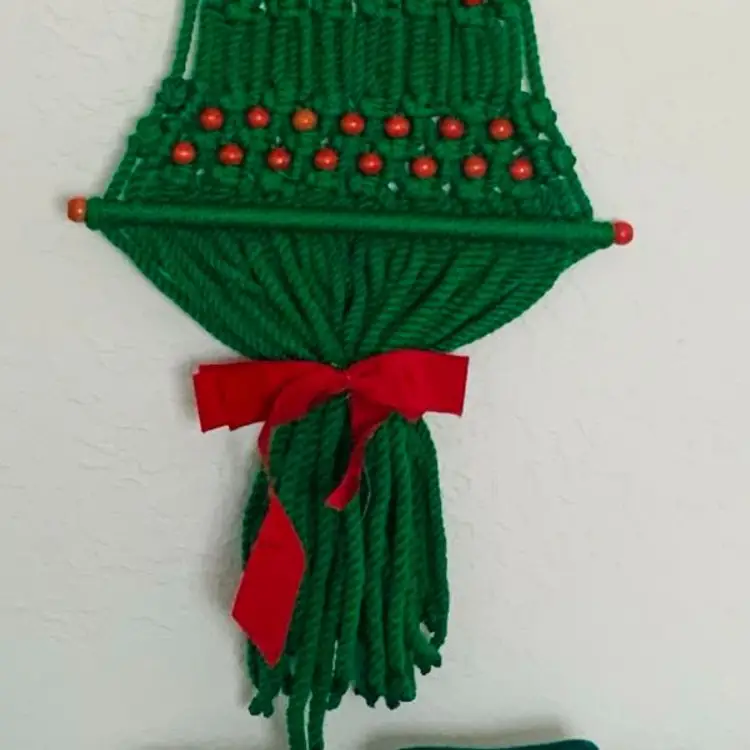 Macrame Christmas Tree With Wooden Beads Super Cute