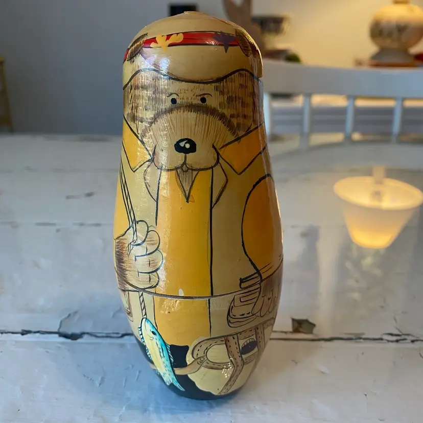 Vintage Russian Nesting Dolls 3 Bears Mom Girl And Baby Set Of 6