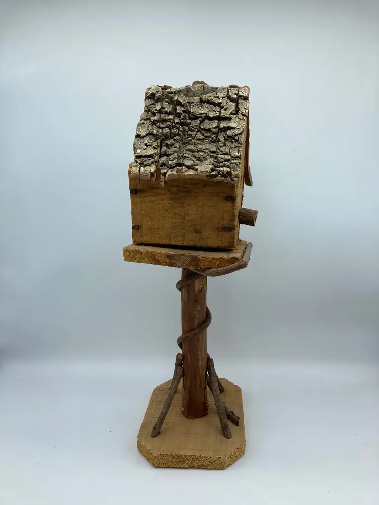 Primitive Handmade Decorative Birdhouse Collectible Live Edge Wood Material