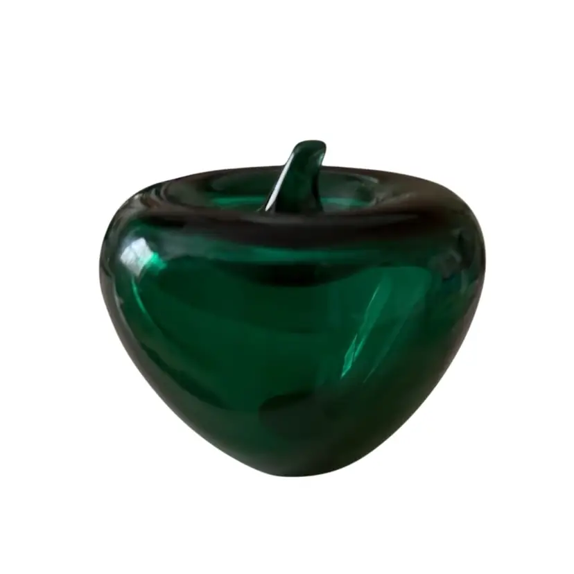 Vintage Emerald Green Glass Apple Paperweight