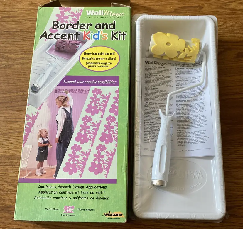 NEW WALL MAGIC WALLMAGIC BORDER AND ACCENT KIDS PAINT KIT FAUX FLOWERS FINISH