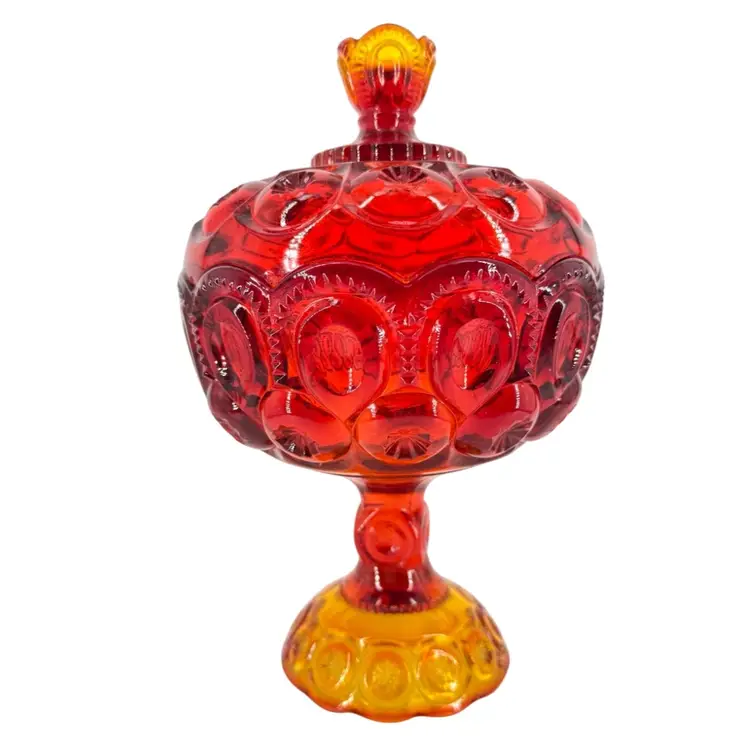 Moon And Star Amberina Cover Compote / Candy Dish