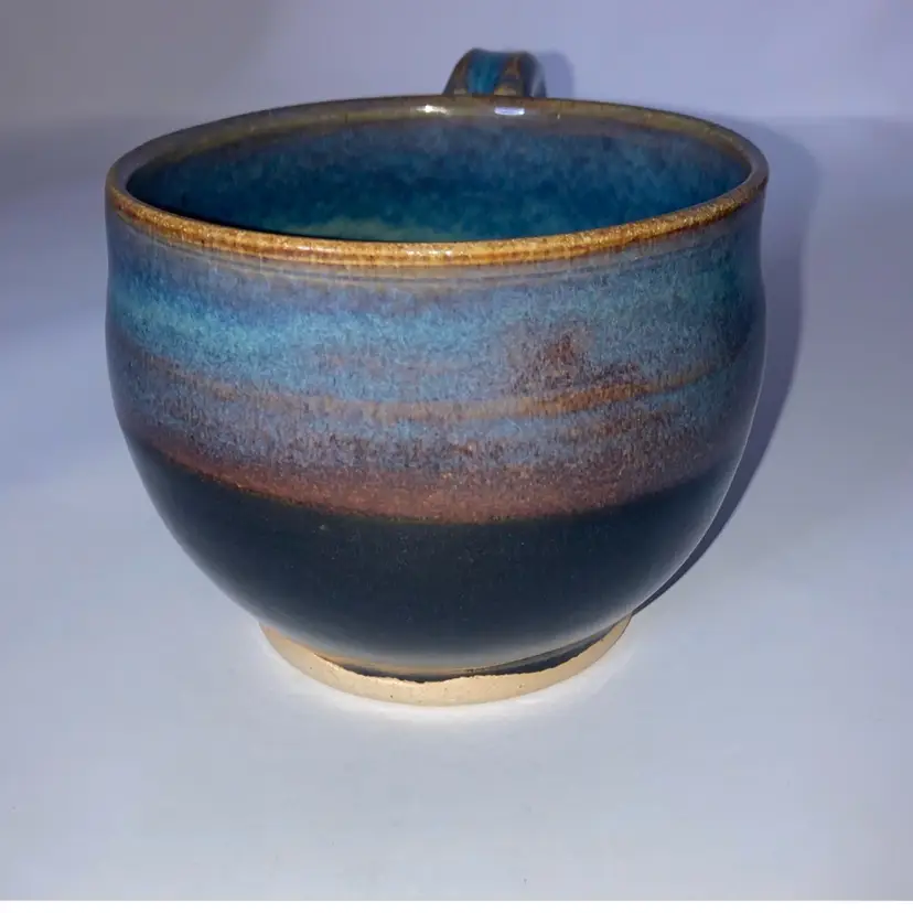 Vintage Pottery Stoneware Mug! Drip Glaze! 3 1/4” Tall  5 1/2” Wide!