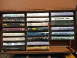 22 Christian Music Cassette Tapes with Carrying Case