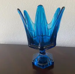 Viking Column in Bluenique 10.5" Swung Vase~ Vintage Mid-Century Modern