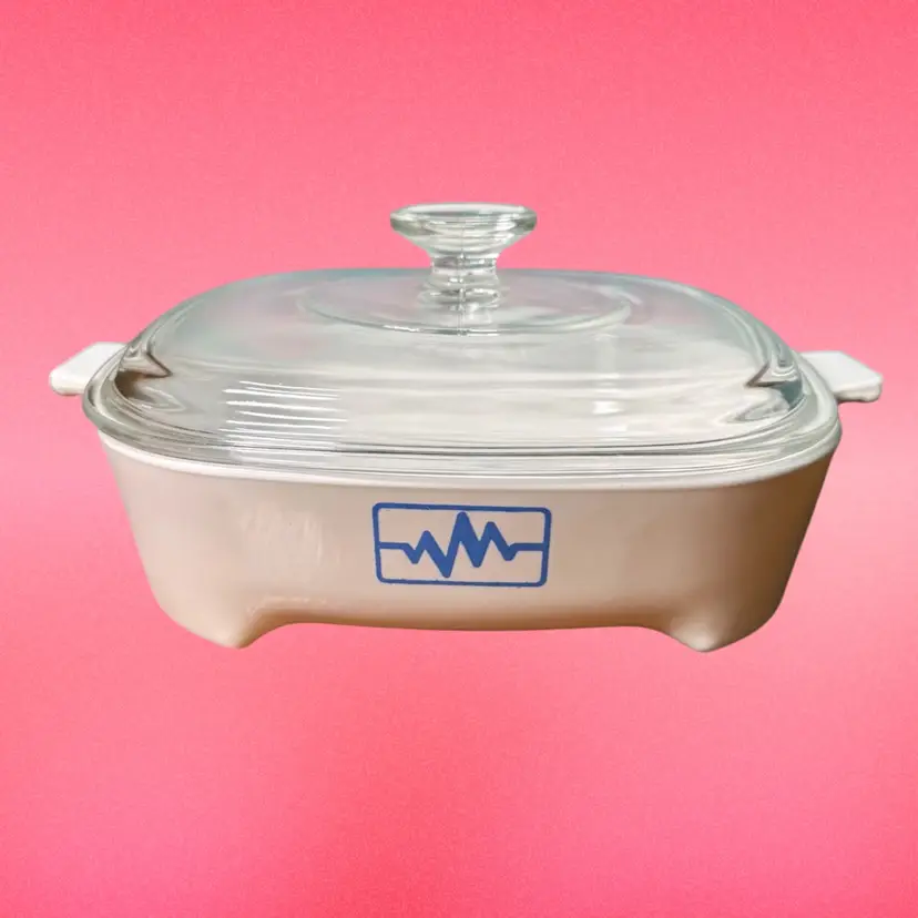Corning Ware Microwave Brown n' Sear Casserole Dish w/ Lid EKG Design