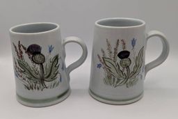 Vtg  Buchan Portobello Scotland- "Thistle with Bluebells"  Mug/Tankard Set of 2