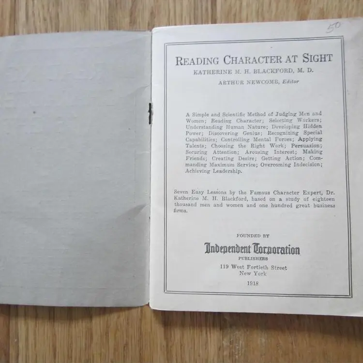 1918 Reading Character At Sight Lesson One Dr Blackford Antique medical book