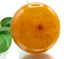 Huge Egg Yolk Amber Bakelite Bead Pendant 45.8 Grams Vintage