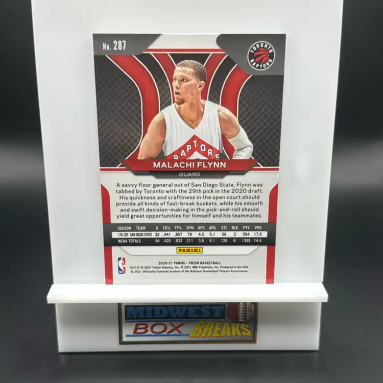 Malachi Flynn Rc 2020-21 Panini Prizm Toronto Raptors MBBCRD