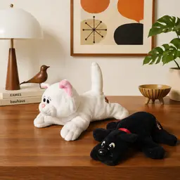 Vintage Pound Puppies & Purries Plush Lot White Kitty Cat Black Dog PP Logo 90s