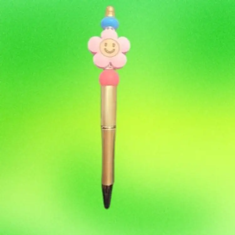 Pink Flower With Gold Pen Handmade